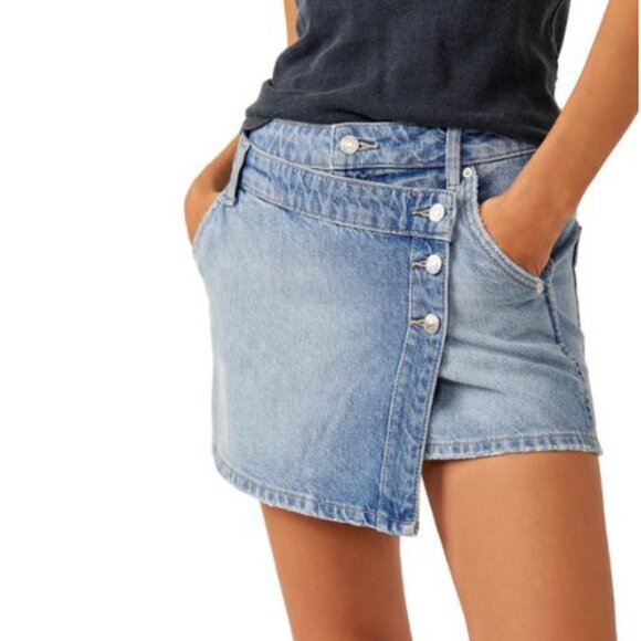 Free People Wynne Denim Skirt LIGHT INDIGO - Picture 2 of 5